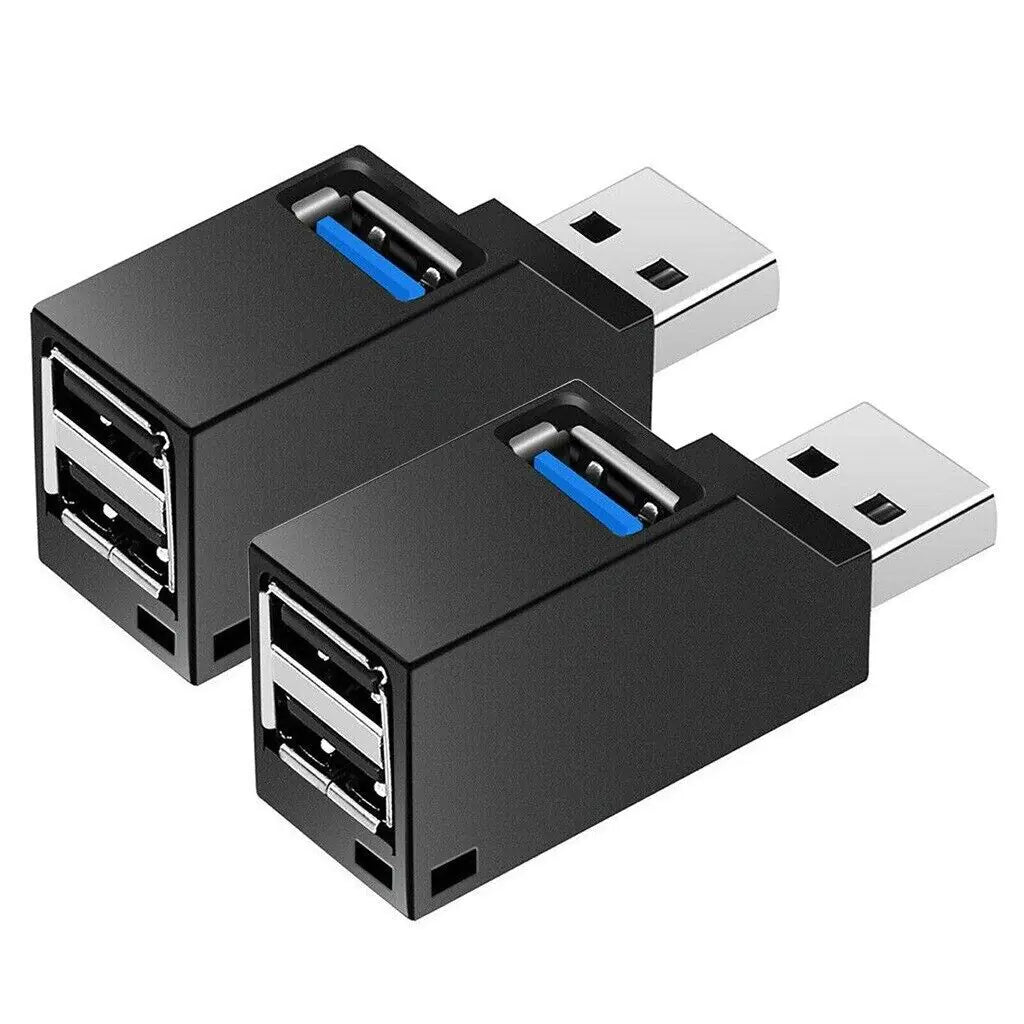 2 Pcs 3 Port USB 3.0 Hub Portable High Speed Splitter Box For PC Notebook Laptop