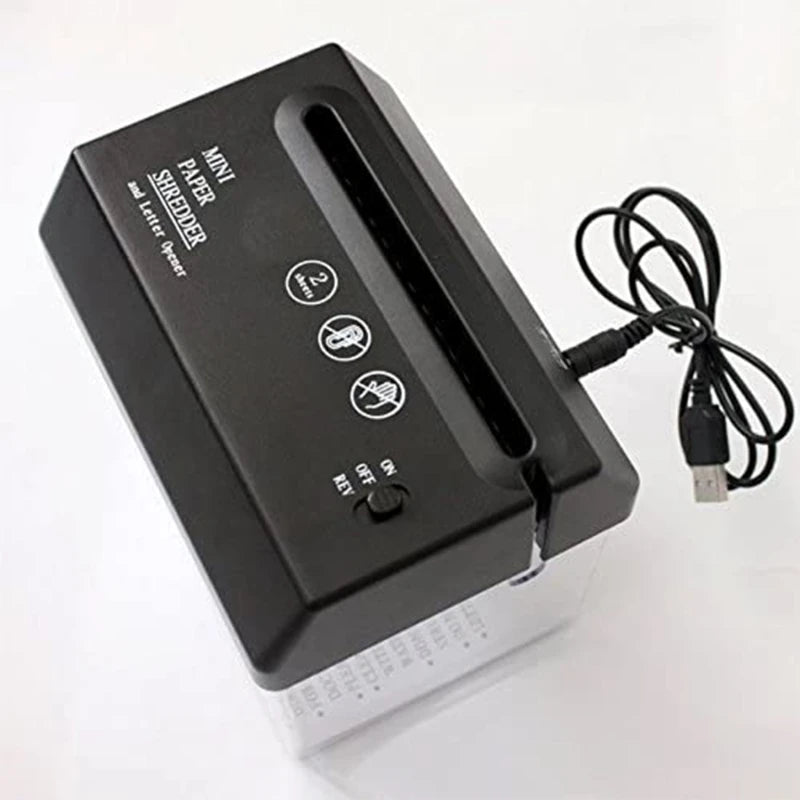 2024 New USB Electric Dual-Use Mini Paper Shredder Small A6 Bill Letter Document Invoice Desktop A6 Paper Smashing Machine