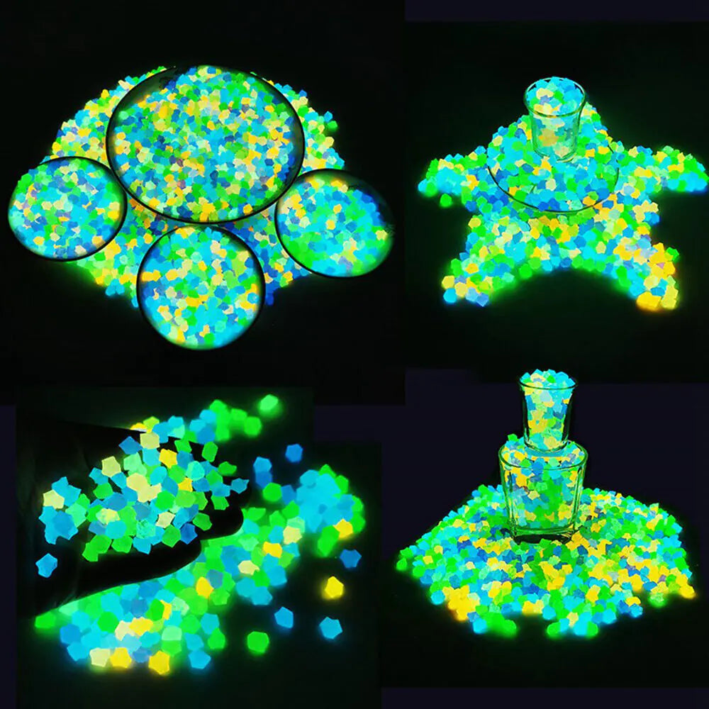 300PCS Glow in The Dark Pebbles Garden Glowing Rocks Fish Tank Luminous Stones