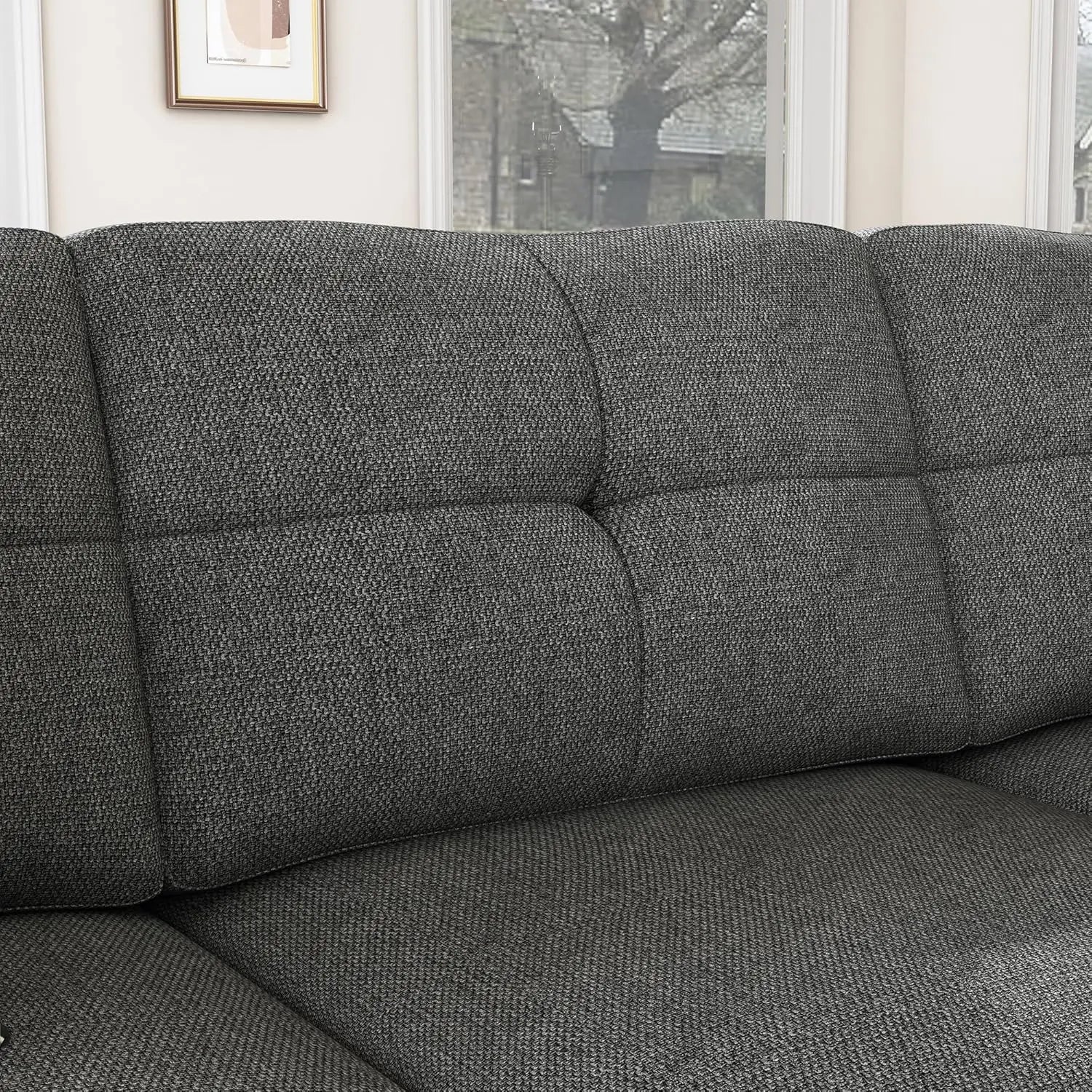 Convertible Sectional Sofa L Shaped Couch for Small Apartment Reversible Sectional Couch for Living RoomDark Grey