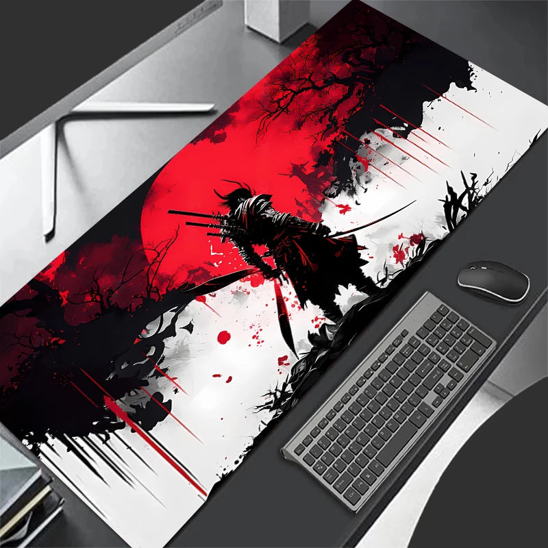 Samurai Warrior Mouse Pad XXL Gamer Computer Accessories Keyboard Table Mat Black Mousepad Company Gaming Laptop Desk tablecloth