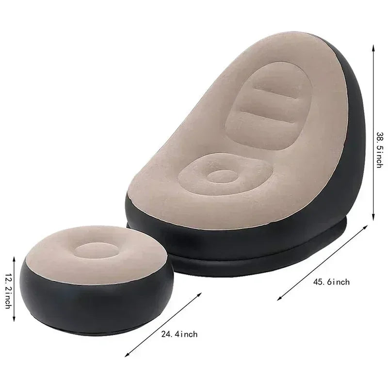 New Inflatable Leisure Bean Bag Sofa Lazy Sofa Set Outdoor Foldable Recliner Bed Fluffy Seat Tatami Footstool Bedroom Chair