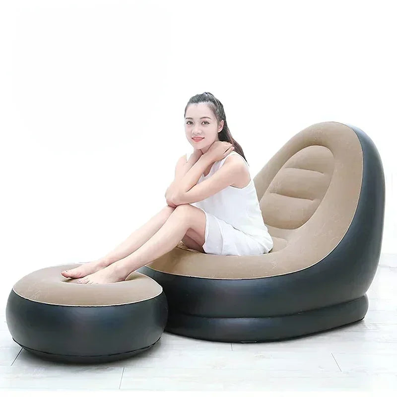 New Inflatable Leisure Bean Bag Sofa Lazy Sofa Set Outdoor Foldable Recliner Bed Fluffy Seat Tatami Footstool Bedroom Chair