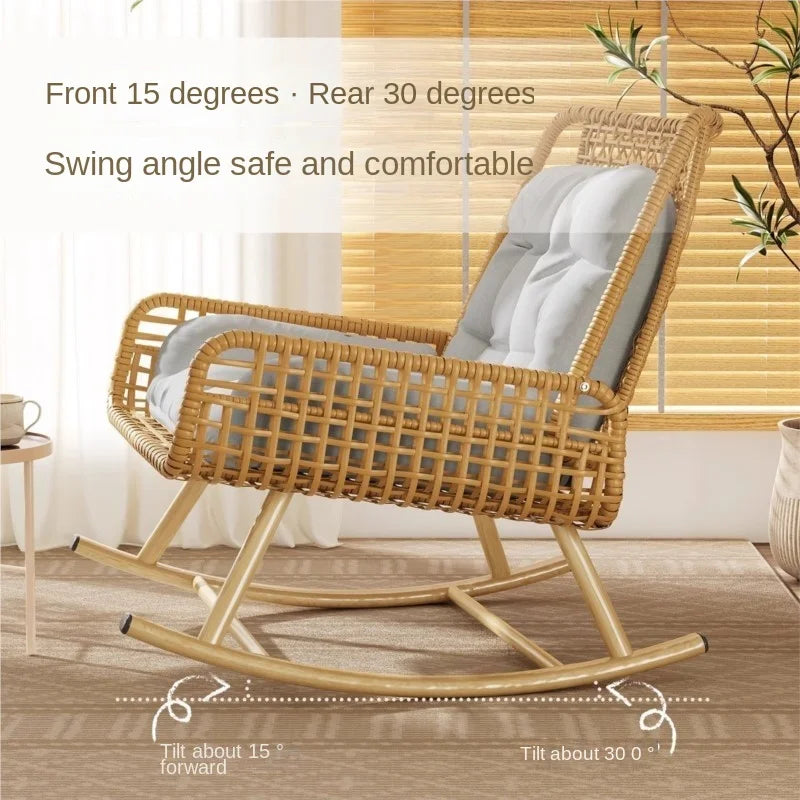 XD Leisure Rattan Rocking Chair Creative Nap Balcony Rocking Sofa Internet Celebrity Carefree Adult Living Room Lazy Lounge Sofa