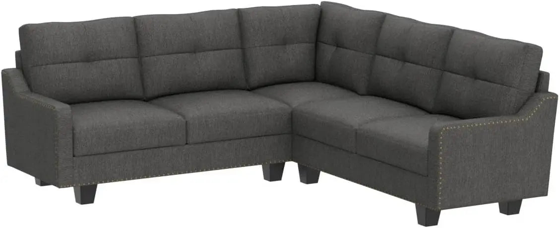 Convertible Sectional Sofa L Shaped Couch for Small Apartment Reversible Sectional Couch for Living RoomDark Grey