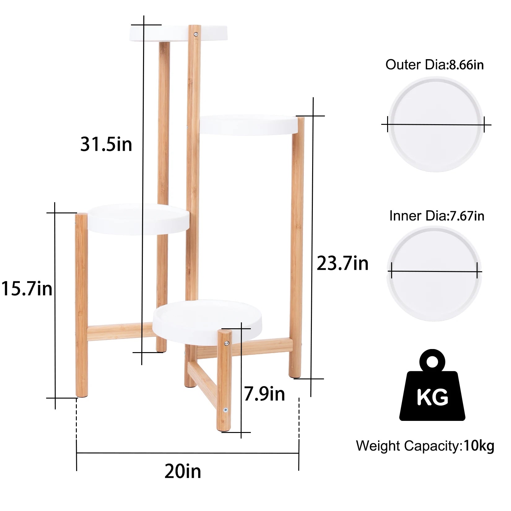 Indoor Outdoor Corner Bamboo 3/4/5 Tier Plant Stand Round Planter Flower Potted Display Holder Rack