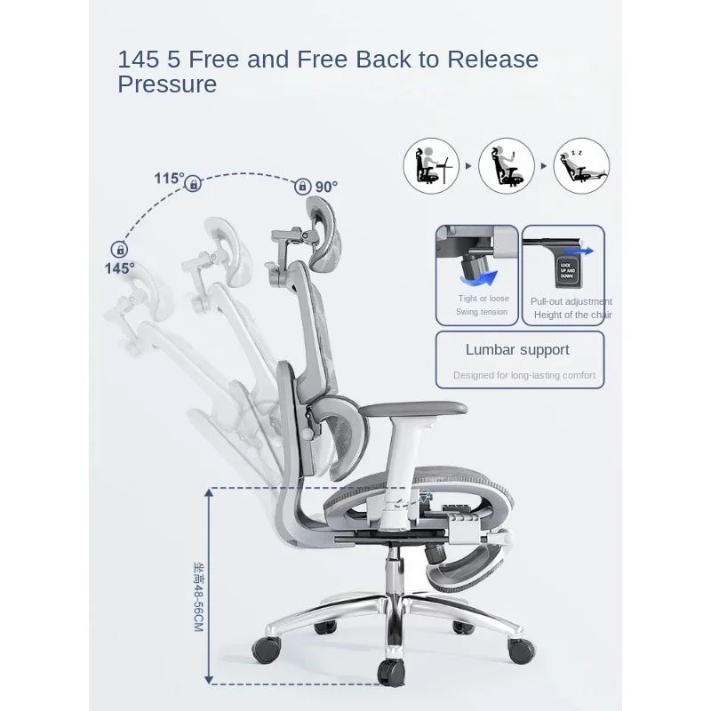 Ergonomic Office Chair with Headrest and Lumbar Support for Long Sitting Comfort