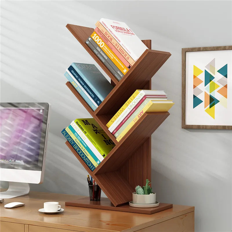 Desktop Tree Bookshelf Multi-layer Simple Floor Fishbone Small Bookcase Student Bedroom Shelf Table Desktop Storage Rack