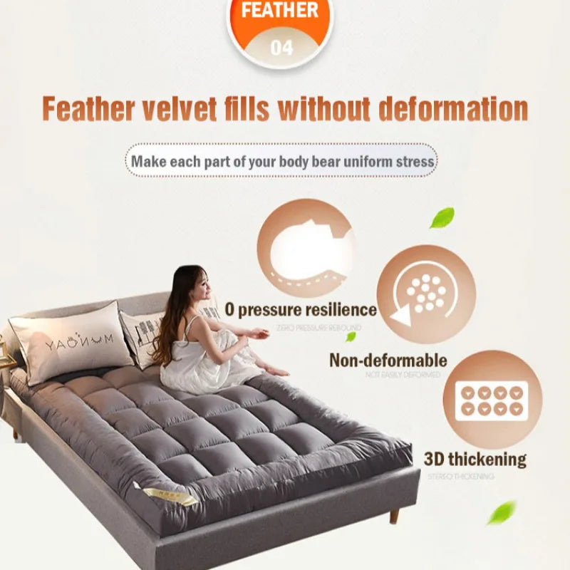 Down soft mattress five-star hotel three-dimensional thickened 10cm mattress student dormitory 0.9m/1.2m soft cushion quilt