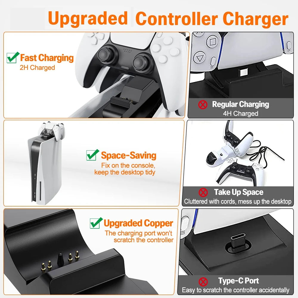 for PS5 Controller Charger Station Dual Socket Fast Charging Cradle Dock for Playstation 5 Gaming Handle PS5 Accessories